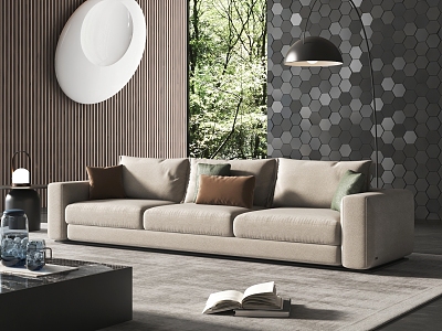 Modern Multiplayer Sofa Three-Seat Sofa Living Room Sofa model