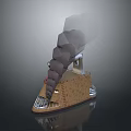 3D Rendering of Brown Building Structure With Smoking Chimney And Reflective Base