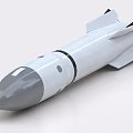 White Missile Weapon With Gray Nose Cone And Tail Fins