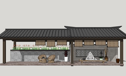 Chinese Style Pavilion Leisure Gallery Pavilion 3d model