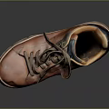 Brown Worn Leather Shoes With Laces And Thick Soles For Daily Use