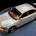 Silver Audi Luxury Sedan Displayed On Blue Platform With Black Background 3d model