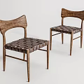 Modern Woven Leather Dining Chairs With Wooden Frame And Curved Backrest Design