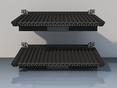 Modern Black Sofa Coffee Table Set With Striped Design And Metal Frame Legs 3d model