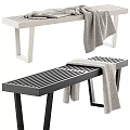 Modern Striped Footstool Designs With Draped Blanket In Light And Dark Tones
