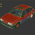Red Classic Sedan 3D Rendered With Black Roof And Shiny Wheels