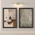 Two Framed Wall Artworks With Vase Flowers And Lotus Leaf Plants