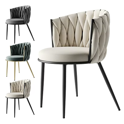 Modern Accent Chairs With Quilted Design Gray Green Beige Metal Legs 3d model