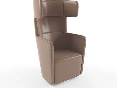 Modern Brown Leather Chair With Unique Layered Backrest Structure Design 3d model