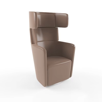 Modern Brown Leather Chair With Unique Layered Backrest Structure Design 3d model