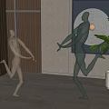 Modern Human Figure Sculptures With Copper And Green Transparent Material For Indoor Decor