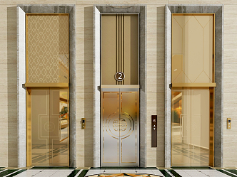 New Chinese elevator door lobby metal elevator door combination 3d model