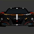 Black And Orange Striped Racing Car With Number 57 Aerodynamic Design