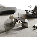 Modern Glass Top Coffee Table With Potted Plant Books And Candles In Stylish Living Room