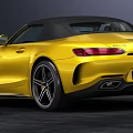 Yellow Mercedes-Benz Convertible Car With Open Top And Sporty Front Grille Headlights