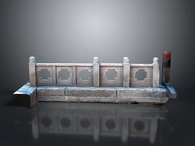 Modern Stone Balustrade Design For Contemporary Outdoor Spaces With Carved Patterns 3d model