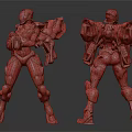 Two Mecha Characters With Different Armor Designs And Helmets In Dynamic Poses 3d model