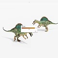 Green Patterned Spinosaurus Dinosaur Figures With Detailed Design And Standing Pose 3d model