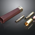 Detailed View Of Weapon Ammunition Components With Brass Cartridge Cases And Bullets