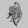 Skeletal Dragon Game Movie Character With Metallic Structure And Intricate Bones