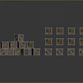 Stacked Wooden Crates With Metal Frames On Gray Background And Reflective Floor