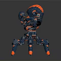 Robot Character And Biomechanical Creature Blue Red Multi Legged Structure Design 3d model