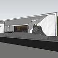 Modern Entrance Gate For Contemporary Building With Landscaped Garden And Geometric Design