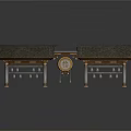 Traditional Chinese Architecture With Symmetric Curved Roofs Pillars And Circular Ornamental Plaque