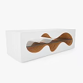 Stylish Modern Display Box Featuring Wooden Wave Design In White And Black