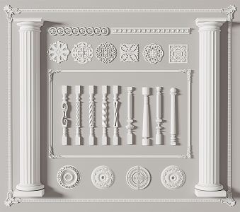 European-style carved line lamp panel 3d model