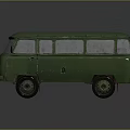 Vintage Green Van With Classic Retro Body Design Clear Windows And Wheels