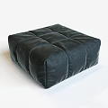 Black Velvet Tufted Ottoman with Square Design for Modern Living Room