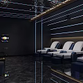 Modern SPA Sauna Room With Starry Sky Ceiling Blue Lighting And White Lounge Chairs