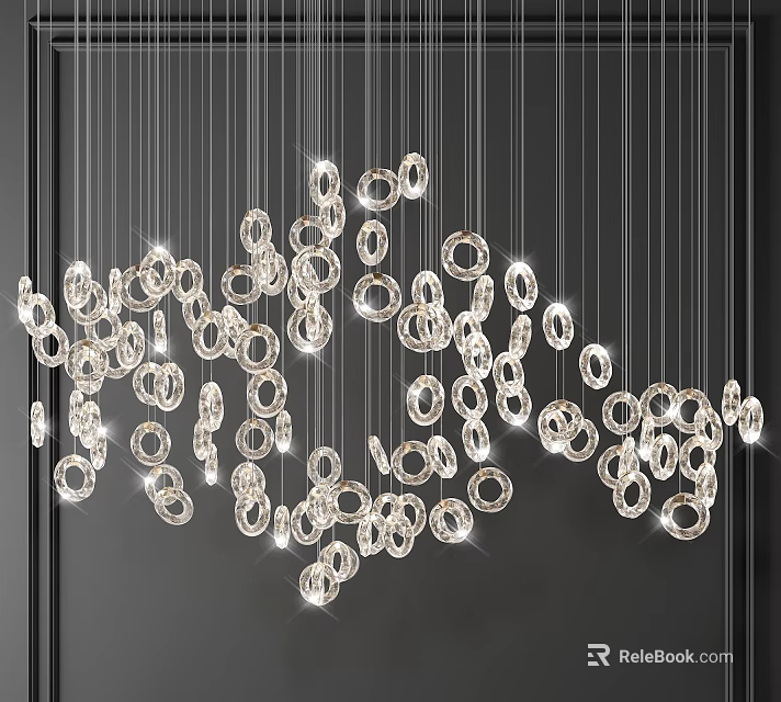 Modern Crystal Chandelier With Hanging Crystal Rings And Sparkling Light For Interior Decor 3d model 