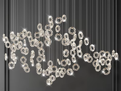 Modern Crystal Chandelier With Hanging Crystal Rings And Sparkling Light For Interior Decor 3d model