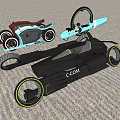 Futuristic C COM Motorcycles With Black And Teal Streamlined Body Unique Wheels Modern Design