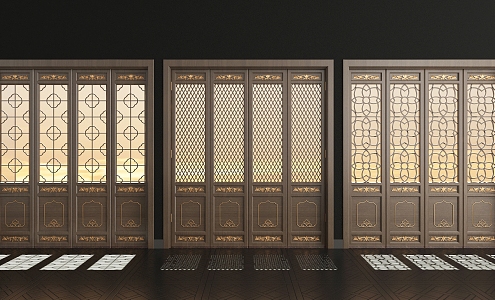 New Chinese Folding Door Combination 3d model