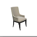 Upholstered Dining Chairs With Light Beige Fabric Armrests Studded Details And Dark Wooden Legs