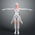 Pink Haired Female Character in White Creature Inspired Armor Design