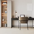 Simple bookshelf book table stool computer combination 3d model