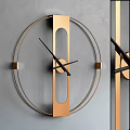 Modern Wall Clock With Golden Frame Circular Design And Black Hands On Grey Wall 3d model