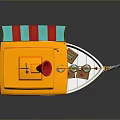 Colorful Toy Boat With Yellow Top Orange Body Green Bottom White Propeller And Blue Anchor
