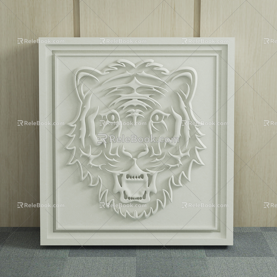 Modern Animal Painting Tiger Sculpture Decorative Painting Hanging Painting Mural Painting 3d model