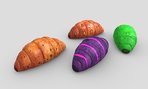 worm fat worm small fat worm egg worm insect larva 3d model