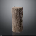 Natural Wooden Log Post With Raw Texture On Dark Background