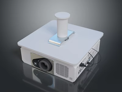 Modern White Computer Projector Design Featuring Cylindrical Top Bottom Ports And Ventilation Grilles 3d model