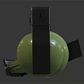 Green Spherical Objects With Metal Components And Yellow Markings On Dark Surface 3d model