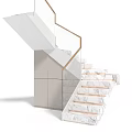 Modern Interior Staircase With Stone Steps And Glass Railing Sleek Design 3d model