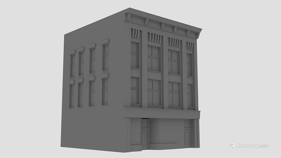 3D Urban Building Model With Multi Story Structure And Detailed Windows 3d model 
