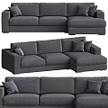 Modern Grey Fabric Sectional Sofa With Comfortable Seating And Decorative Pillows 3d model